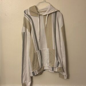 Denim & Flower Beige and Gray Striped Hoodie